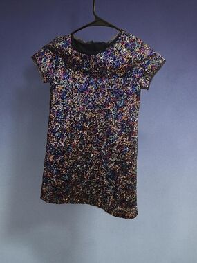 GAP Girls Multicolor Sequin Short Sleeve Dress